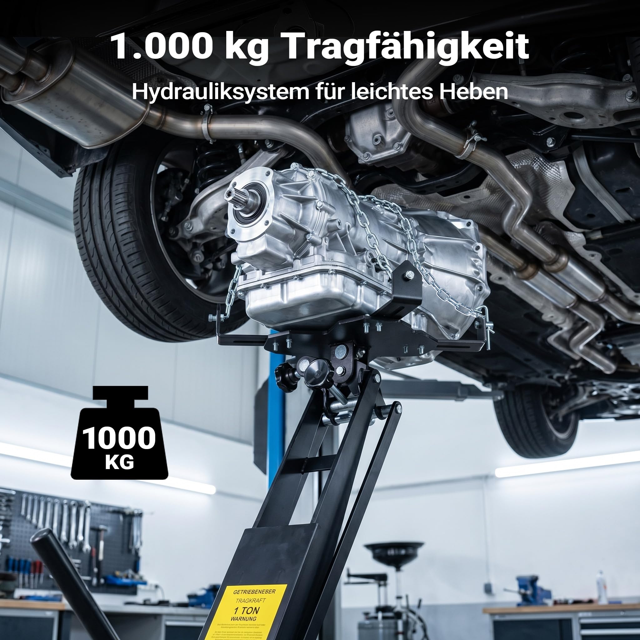 Wiltec Getriebeheber bis 1 t Traglast, höhenverstellbar 180-790 mm | Motorheber, Motorblock, mit Rollen