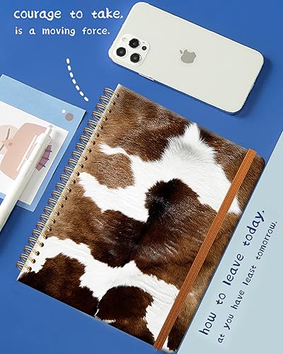 Miniatura 3 de Cuaderno de escritura en espiral, tamaño A5, diario universitario forrado de tapa dura para mujeres y niñas, diseño de piel de vaca agricultora,