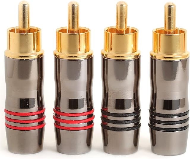 4x Premium RCA Phono Plugs Gold Plated Solder Audio Connectors PHOPLU03