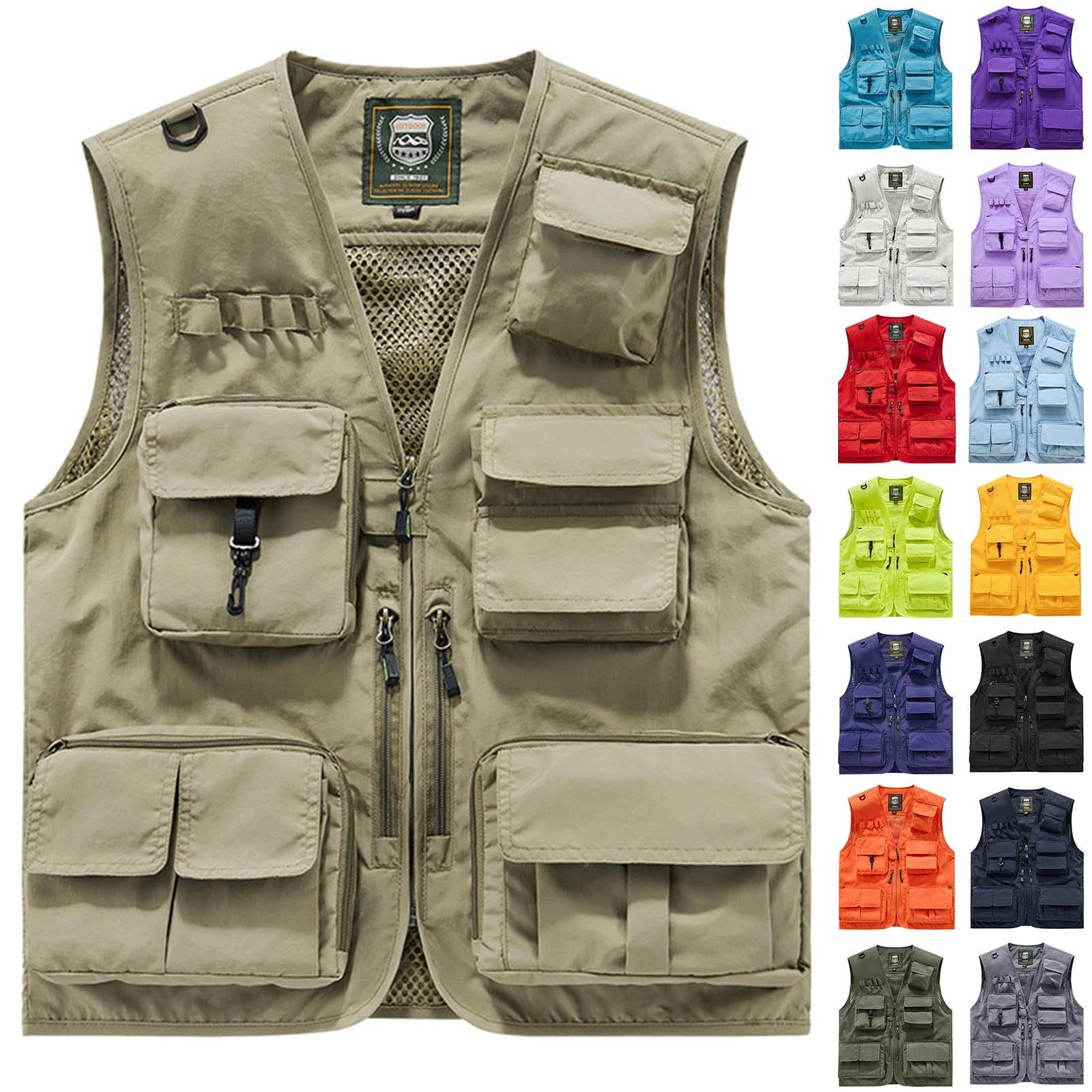 Tactical Vest for Men, Outdoor Work Safari Fishing Vests,Summer Lightweight Utility Cargo Jacket with Multi Pockets