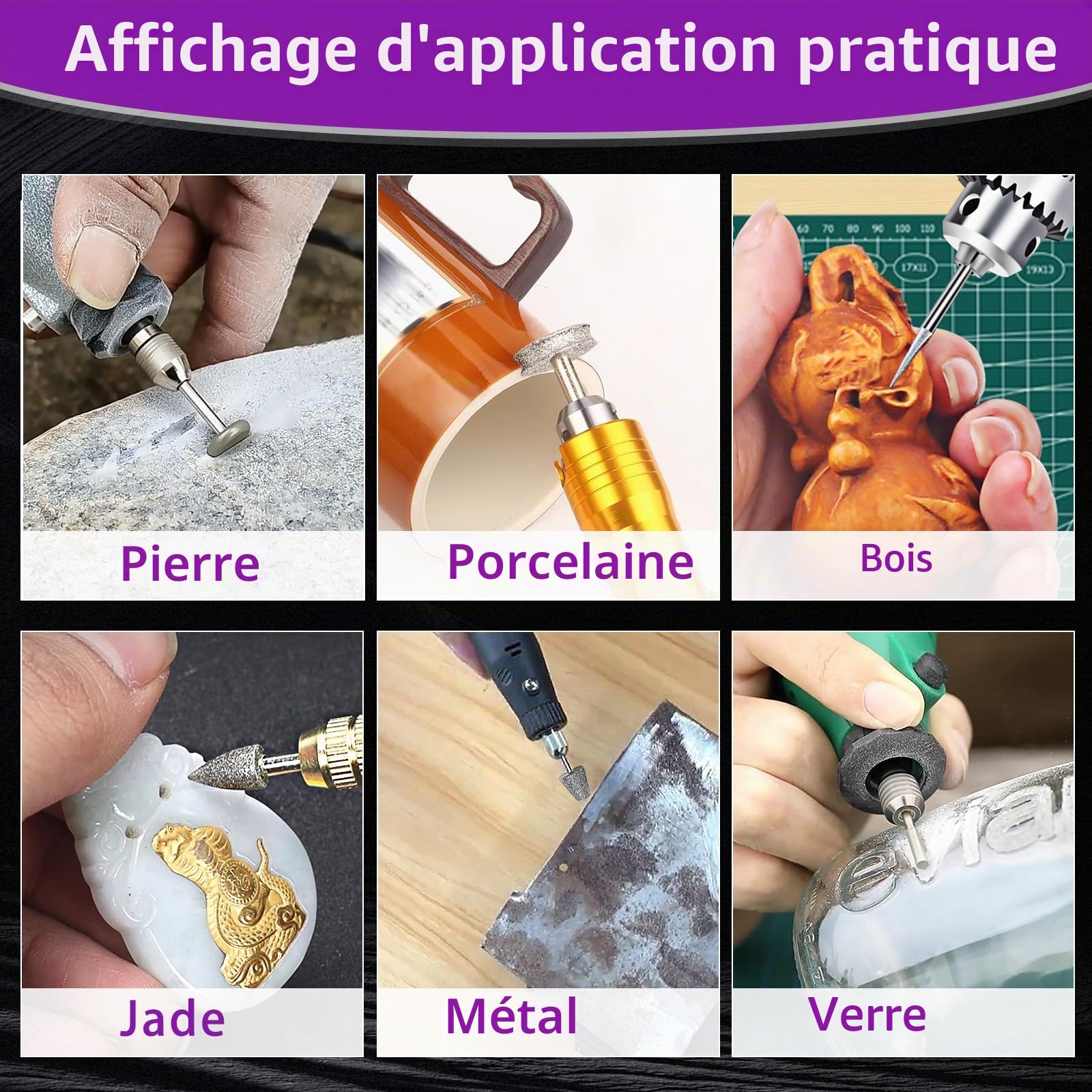 Lot de 52 forets de meulage diamant multifonctionnels compatibles avec Dremel, forets diamantés rotatifs, tige de 3 mm pour pierre, verre, céramique, sculpture, polissage, meulage