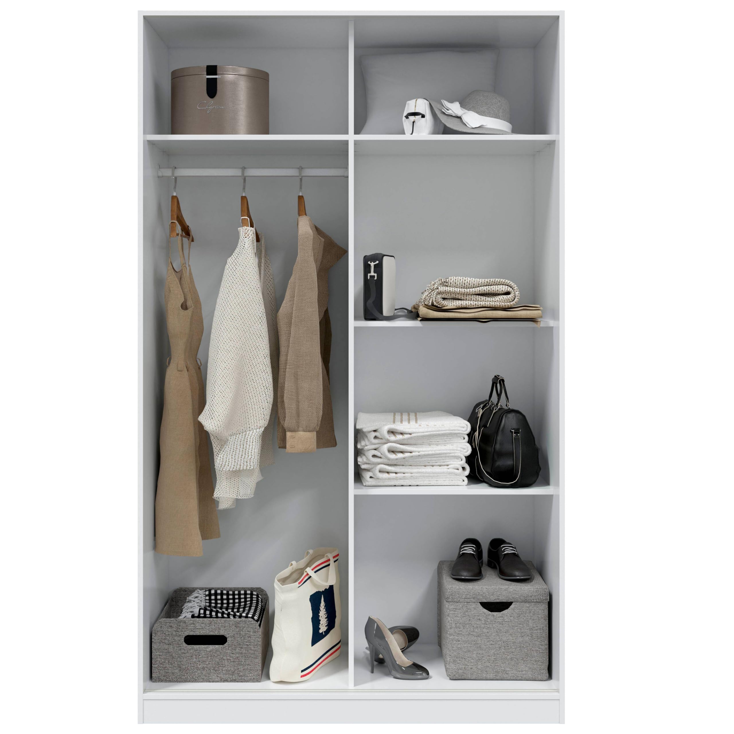 Miroytengo Armario Dormitorio Estilo Moderno en Blanco Brillo con 2 Puertas Correderas y Organizadores Internos 120x200 cm
