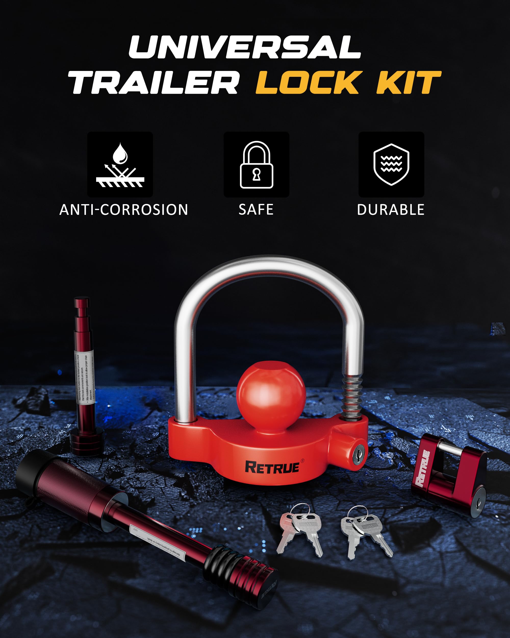 Snapklik.com : RETRUE Keyed Alike Trailer Lock Set Tow & Store Lock Kit ...