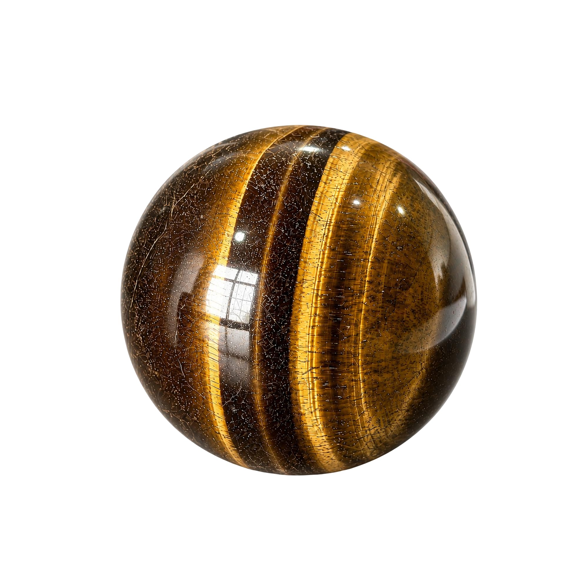 Serein Tiger Eye Sphere Ball 50mm Natural Polished Healing Crysal Brown Stone 150-200 GM for Astro Vastu Feng Shui Reiki Healing Vastu Good Luck Meditation Courage Home Decor-image-37