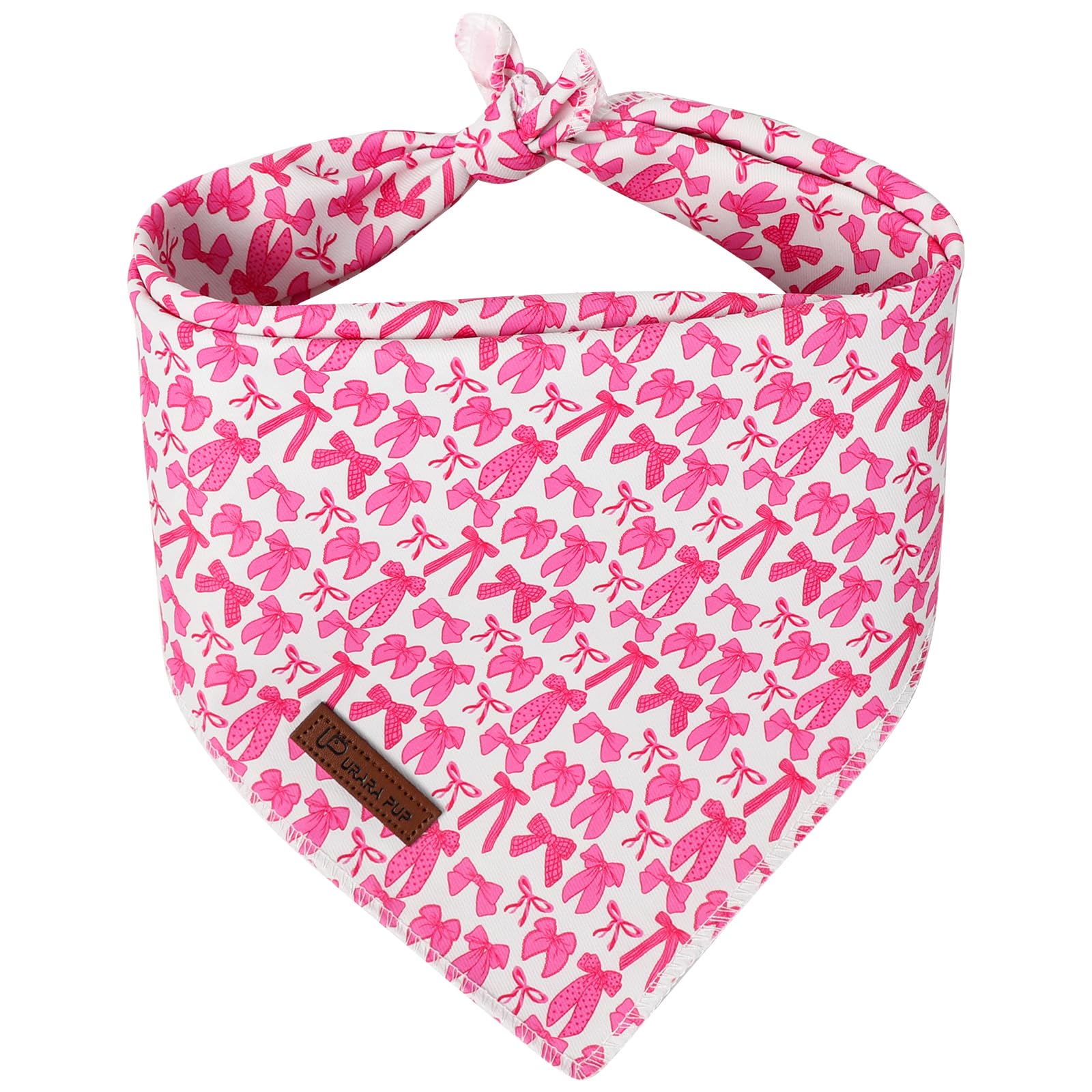 UP URARA PUP Pink Bow Dog Bandana, Bowtie Puppy Bandana for Small Medium Dog, Cotton Pink Bow Pet Triangle Bid Scarf Kerchief for Girl Boy Dogs or Cats