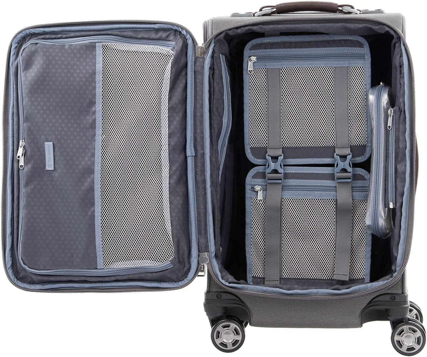 Travelpro Platinum Elite Softside Expandable Luggage, 8 Wheel Spinner Suitcase, TSA Lock, Men and Women (Vintage Grey, 2-Piece Set (21/25)) - Image 2