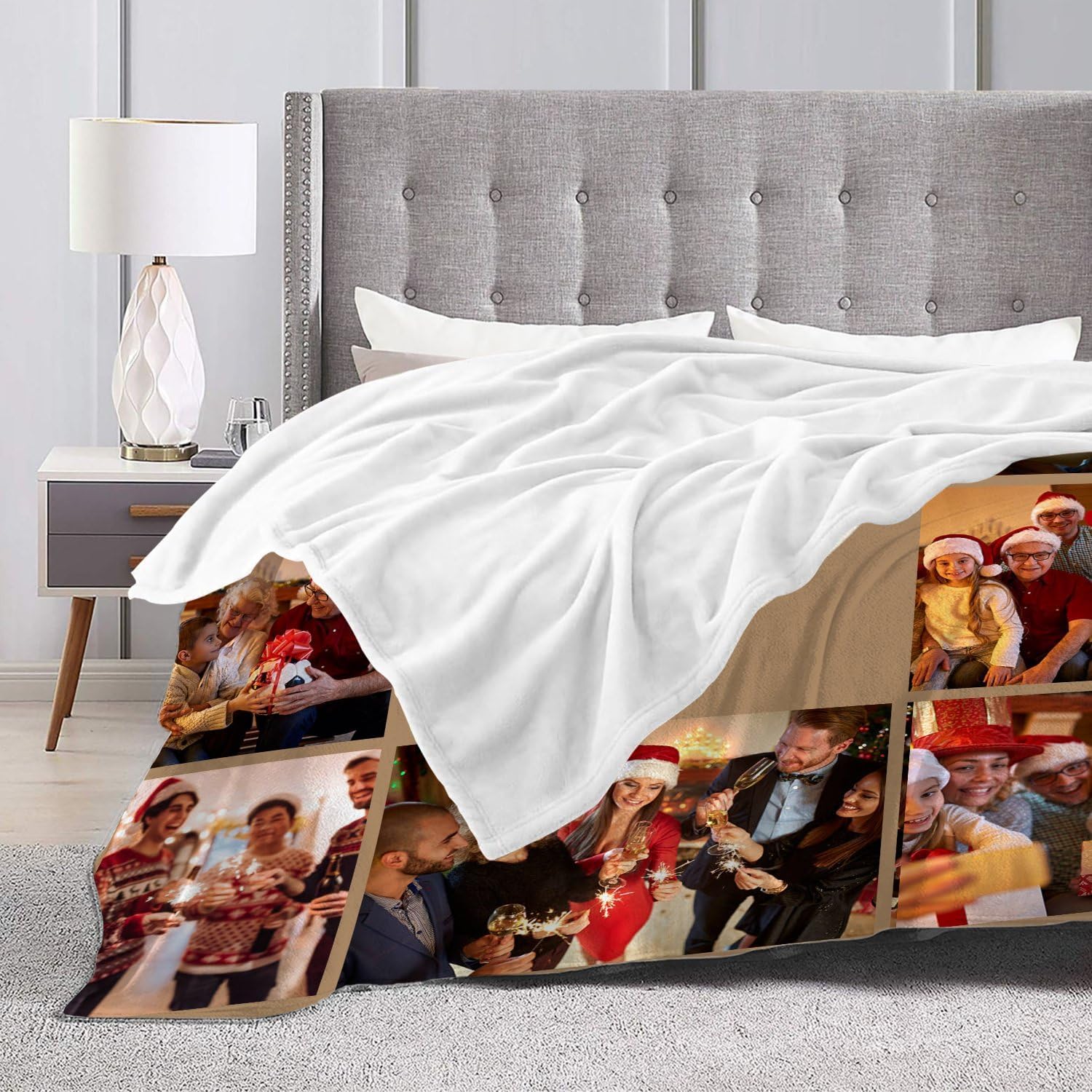 Custom Blanket with 10 Images Personalized Throw Blanket Gift for Mom Dad Wife Husband Couple Friends Home Decoration Christmas image 3