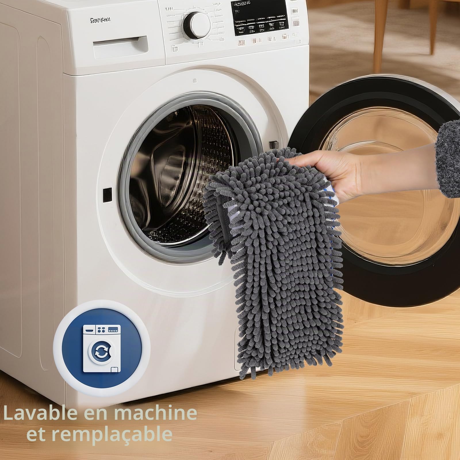 MASTERTOP Balai de Sol Professionnel en Microfibre, Balai Plat pour parquet, carrelage, stratifié, Vinyle, avec 4 recharges, poignée Extensible