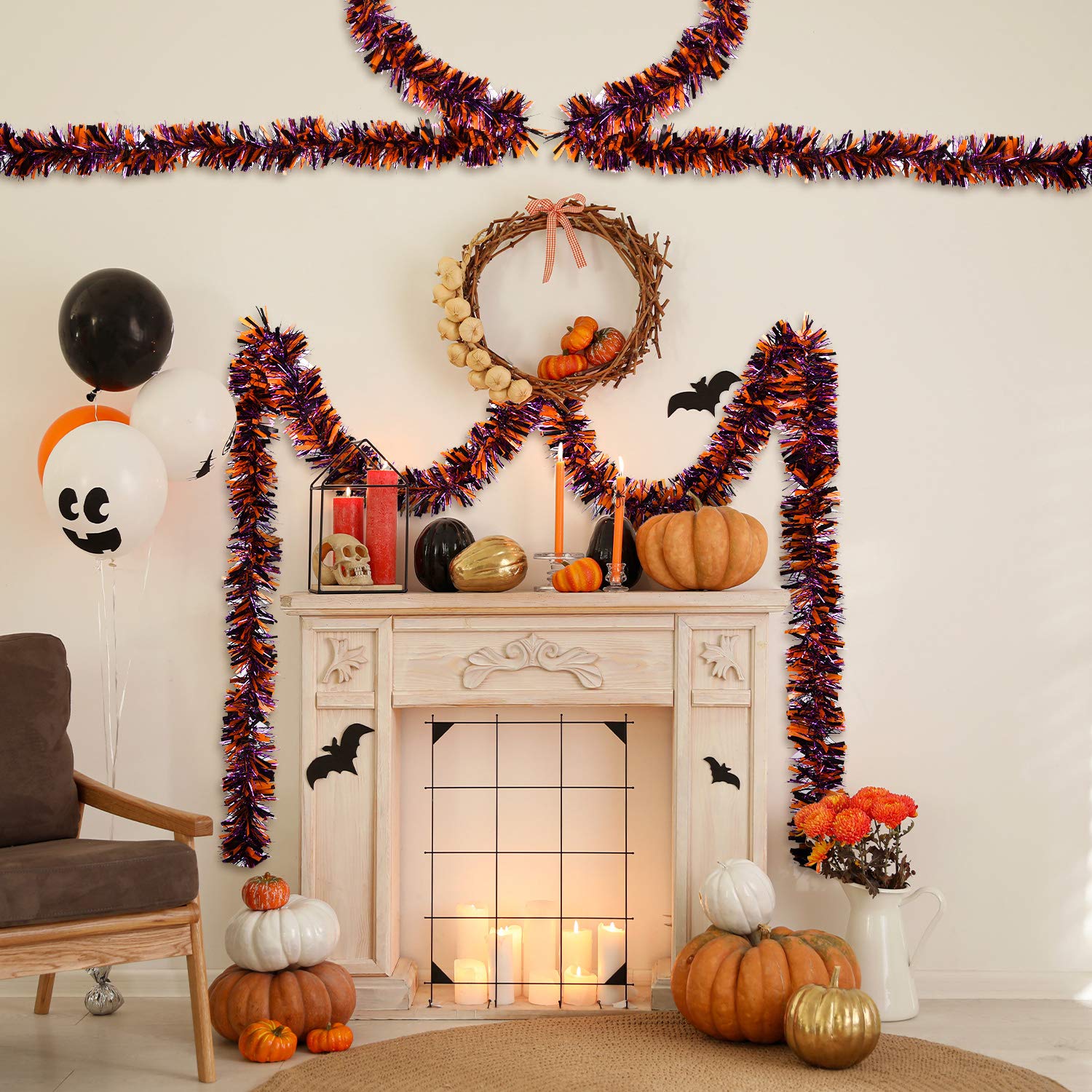 Amazon.com: WILLBOND Halloween Tinsel Garland Shiny Garland