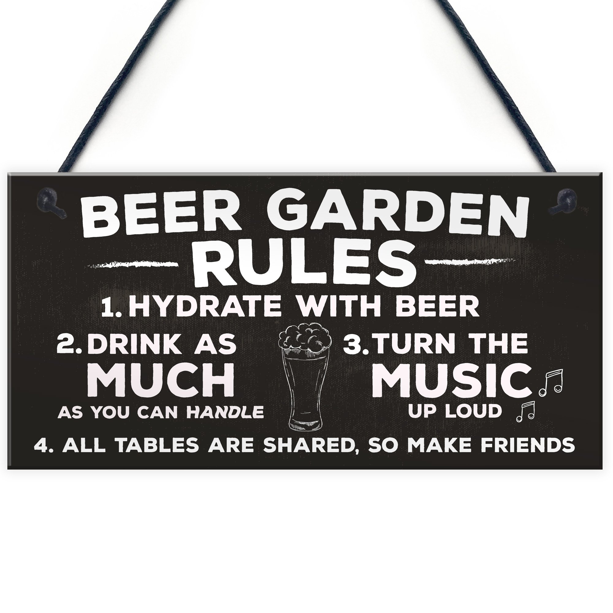 Red Ocean Beer Garden Rules Chic Hanging Wall Sign Shed Pub Garden Plaque Alcohol Friendship Gift