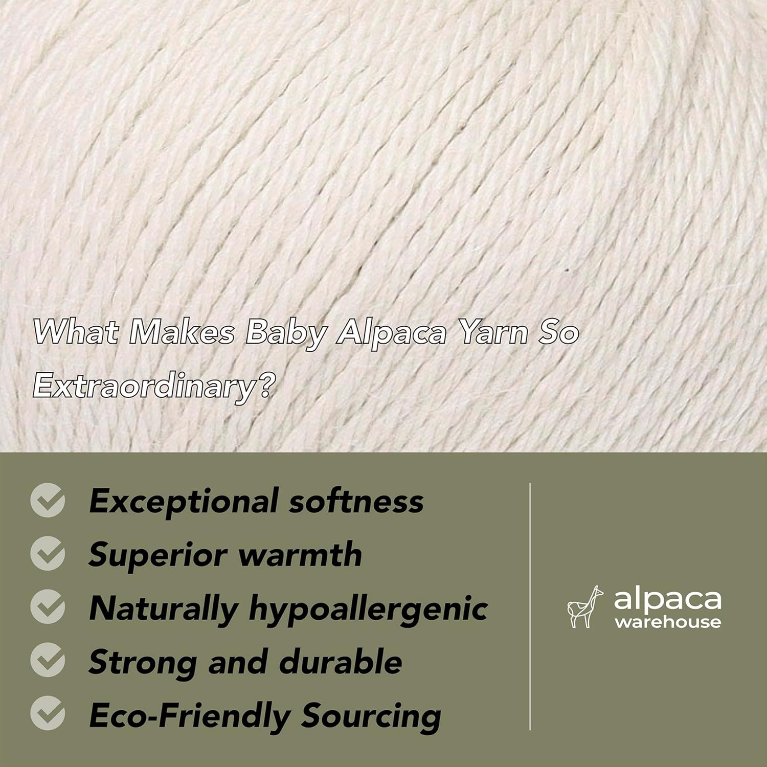 100% Baby Alpaca Yarn Wool Set of 3 Skeins (150 Grams) DK Weight - Made in Peru - Heavenly Soft and Perfect for Knitting and Crocheting (Alabaster White, DK)