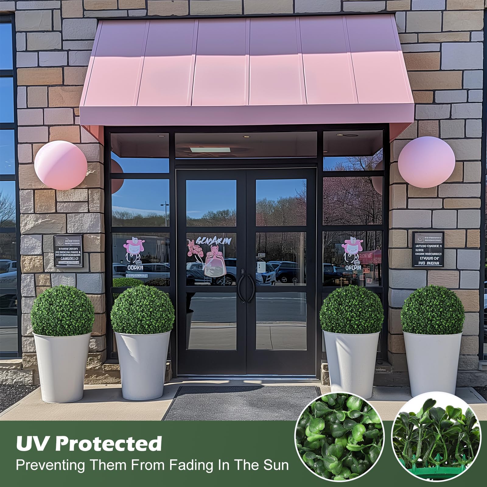 Garveehome 16 inch Artificial Plant Boxwood Ball, Artificial Topiary for Outdoors or Indoors with 30LED Light, All-Year Green Faux Boxwood Balls for Backyard, Garden, Wedding and Home DéCor, 2 Pcs