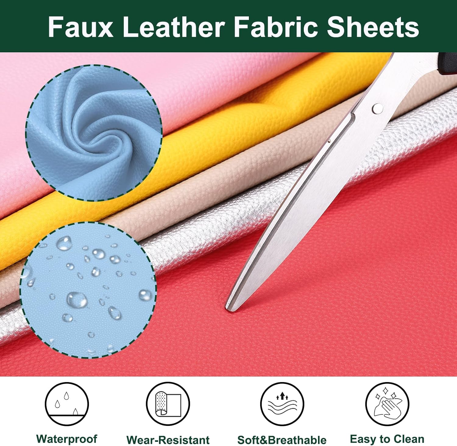 MECCANIXITY Faux Leather Fabric Sheets, 54x36 Inch Waterproof Solid Soft PU Synthetic Leather Sheet for Upholstery Replacement Renovate Furniture Bag Crafts DIY Sewings(Light Blue)