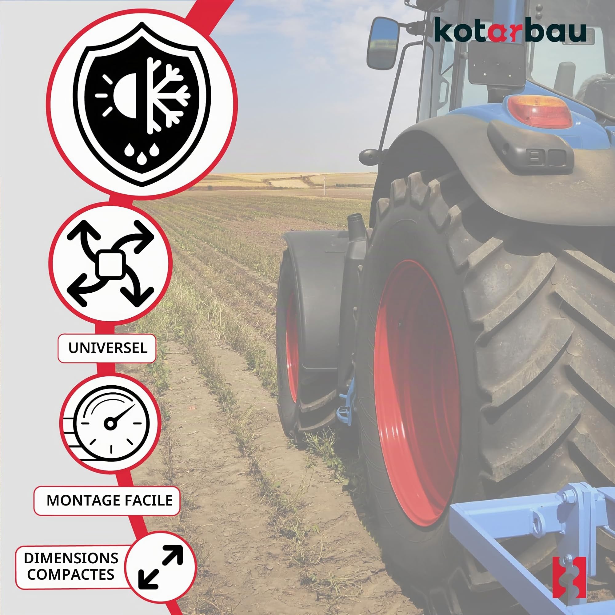 KOTARBAU® Support De Rétroviseur 13 x 13 Cm avec Aluminium | Support De Rétroviseur Universel pour Tracteur, Pelleteuse Et Machine Agricole | Bras De Rétroviseur Tracteur