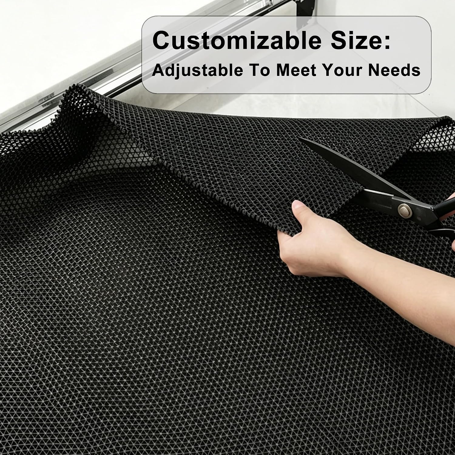 Commercial Drainage Non Slip Floor Matting Heavy Duty PVC Wet Area Water Drain Flooring Mat with Drain Holes for Wet or Slippery Areas,Indoor Outdoor Cushion (Black, 3FTX16.4FT)