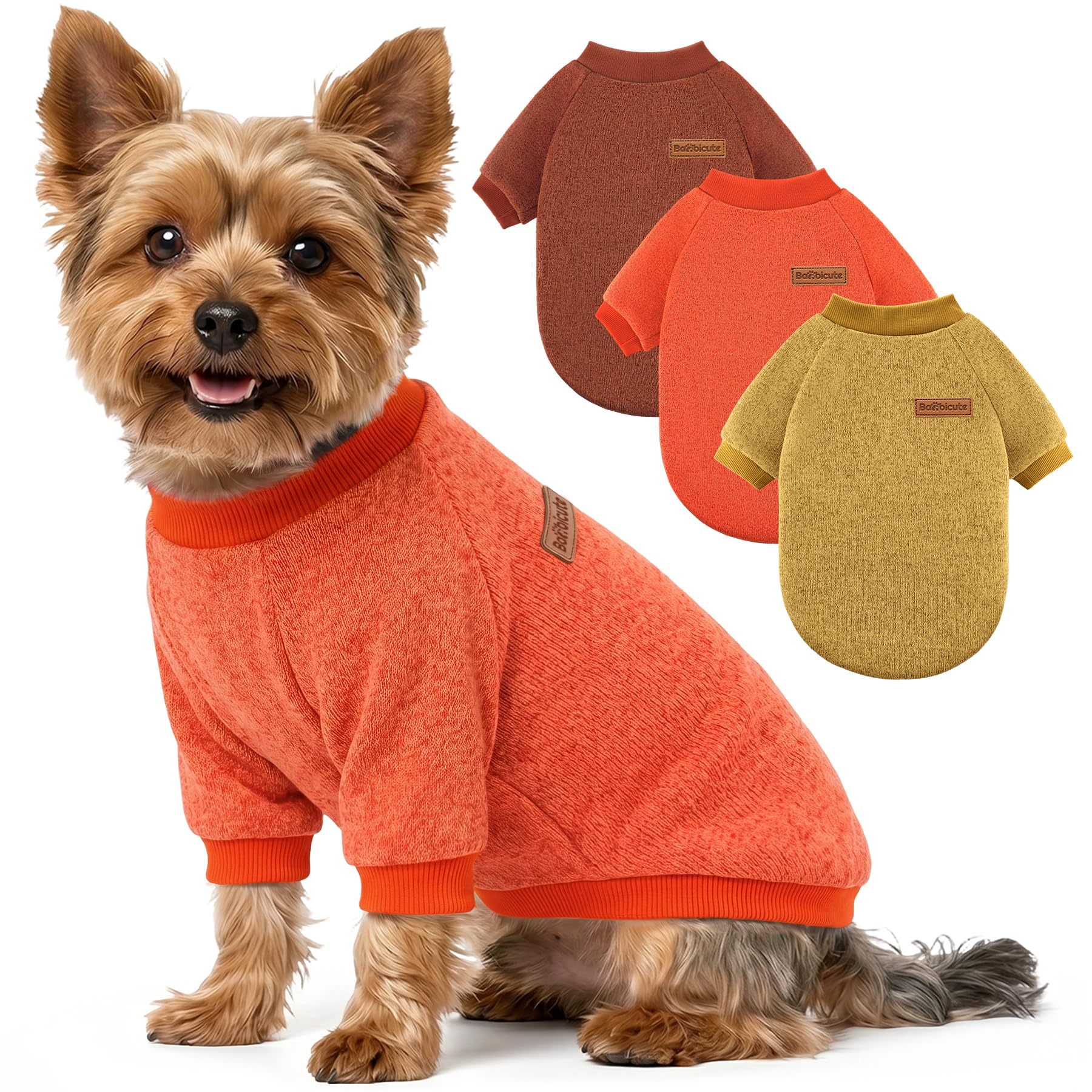 3 Pack Dog Sweaters for Small Dogs Girl Boy Winter Fleece Clothes Warm Soft Dog Sweatshirt Outfit for Dogs Cats Pet Apparel