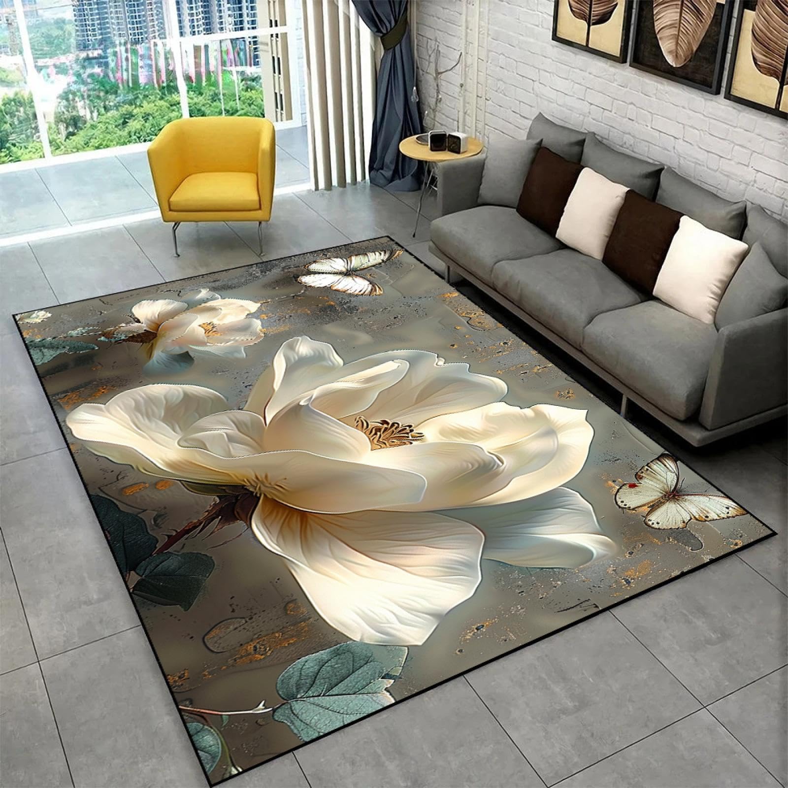 Alfombra de flores retro para decorar la mesa de café del salón de 160x230cm