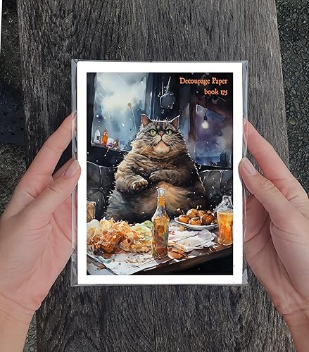 Miniatura 7 de Decoupage - Paquete de papel (35 hojas de 6 x 8 pulgadas), adorables gatos en ropa cálida de invierno para senderismo en el bosque, tarjetas de