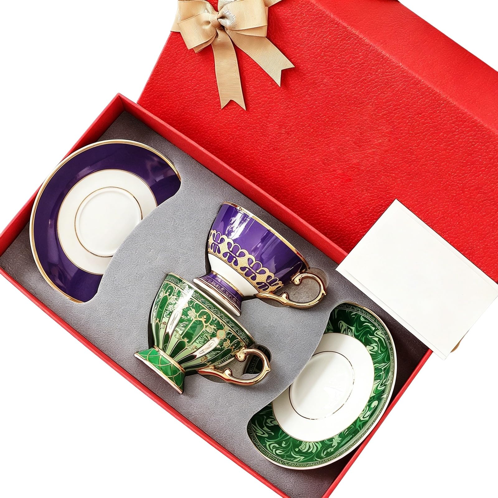 Filiżanki do Espresso ze Spodkami Zestaw 2 Sztuk, Filiżanka ze Spodkiem, Zestaw ceramicznych filiżanek do herbaty