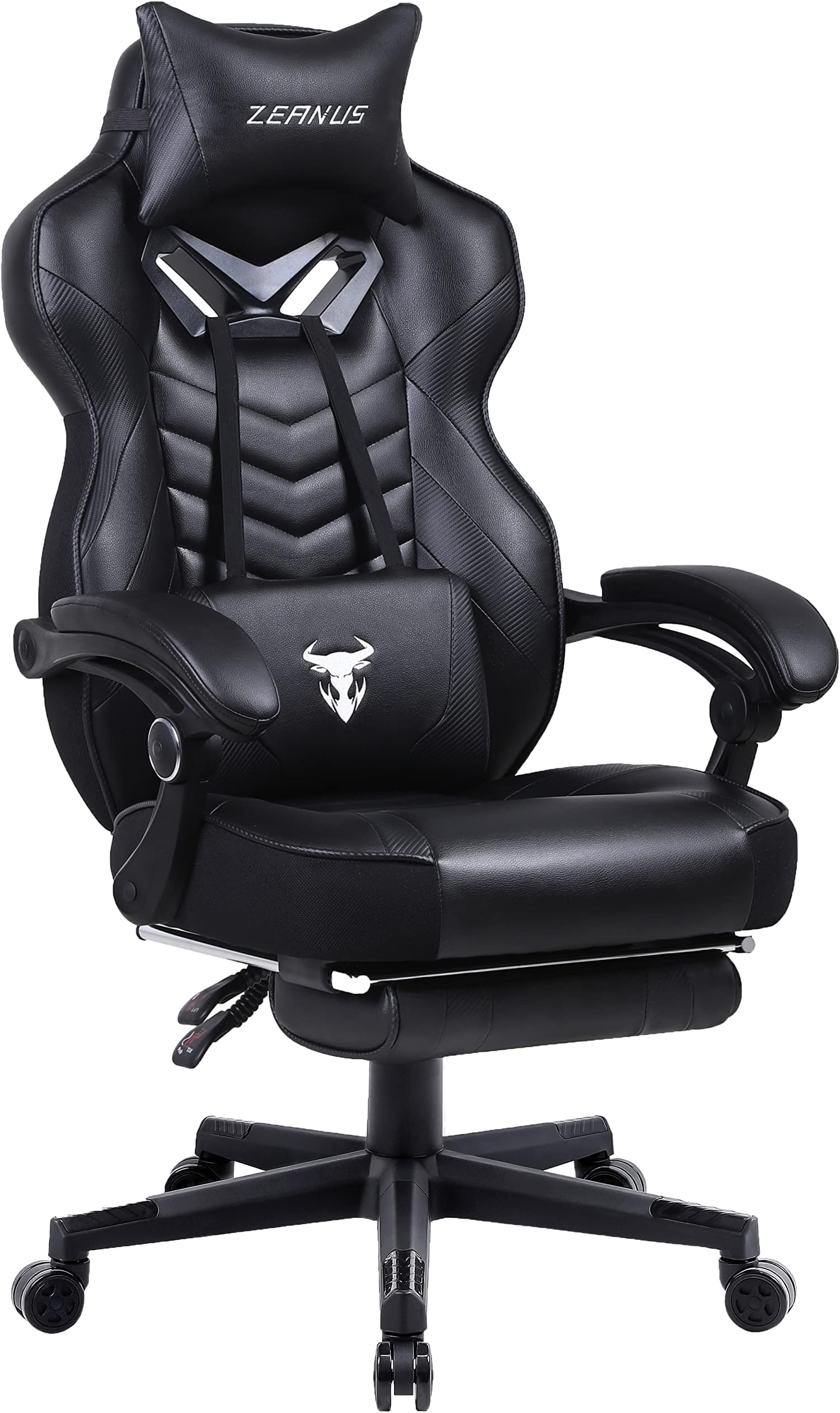 Gaming Chairs for Adults, Recliner Computer Chair with Footrest, Ergonomic PC Gaming Chair with Massage, High Back Desk Chair , Big and Tall Gamer Chair, Large Gaming Chair (Black)