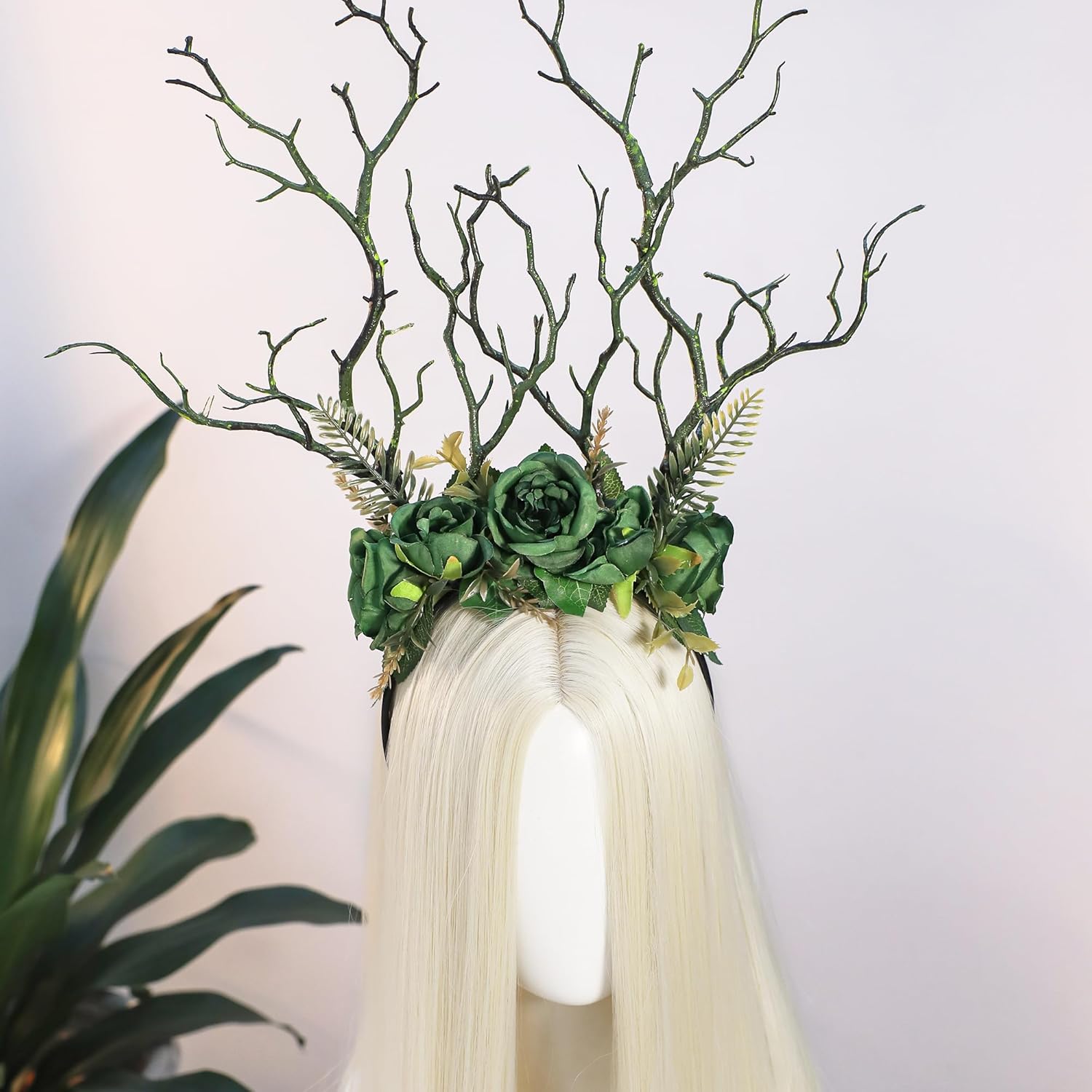 MOSTORY Woodland Deer Antler Headband - Fairy Costume for Woman Branch Crown for Renaissance Halloween Renfaire Cosplay - Image 2