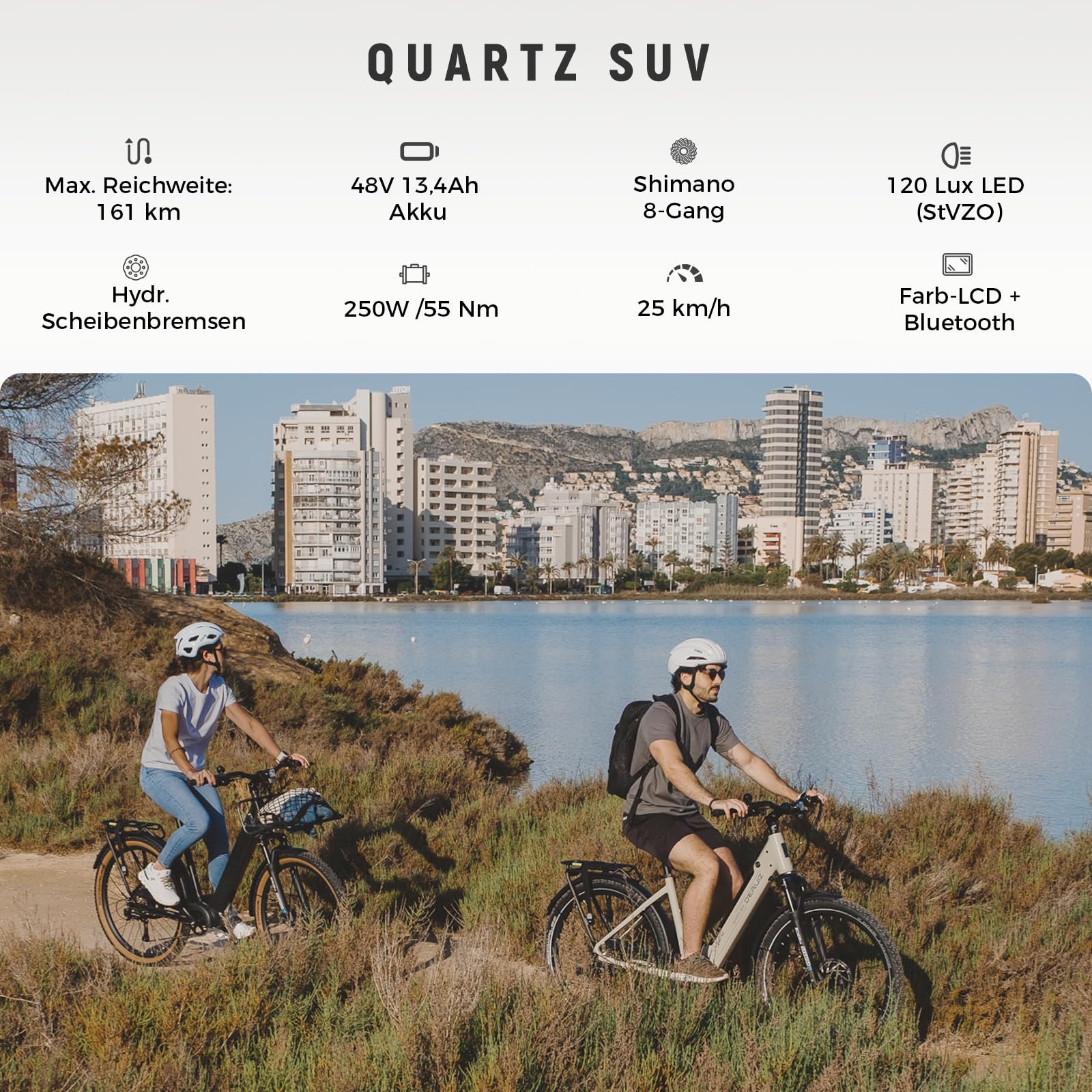 DERUIZ Quartz SUV E-Bike 27,5" Elektrofahrrad mit 48V644Wh Akku bis 161km | E-Mountainbike, Hydraulische Bremsen,Shimano 8 Gang,RH 46CM Off-Road Commuter E Bike für Erwachsene, Max 161km, StVZO