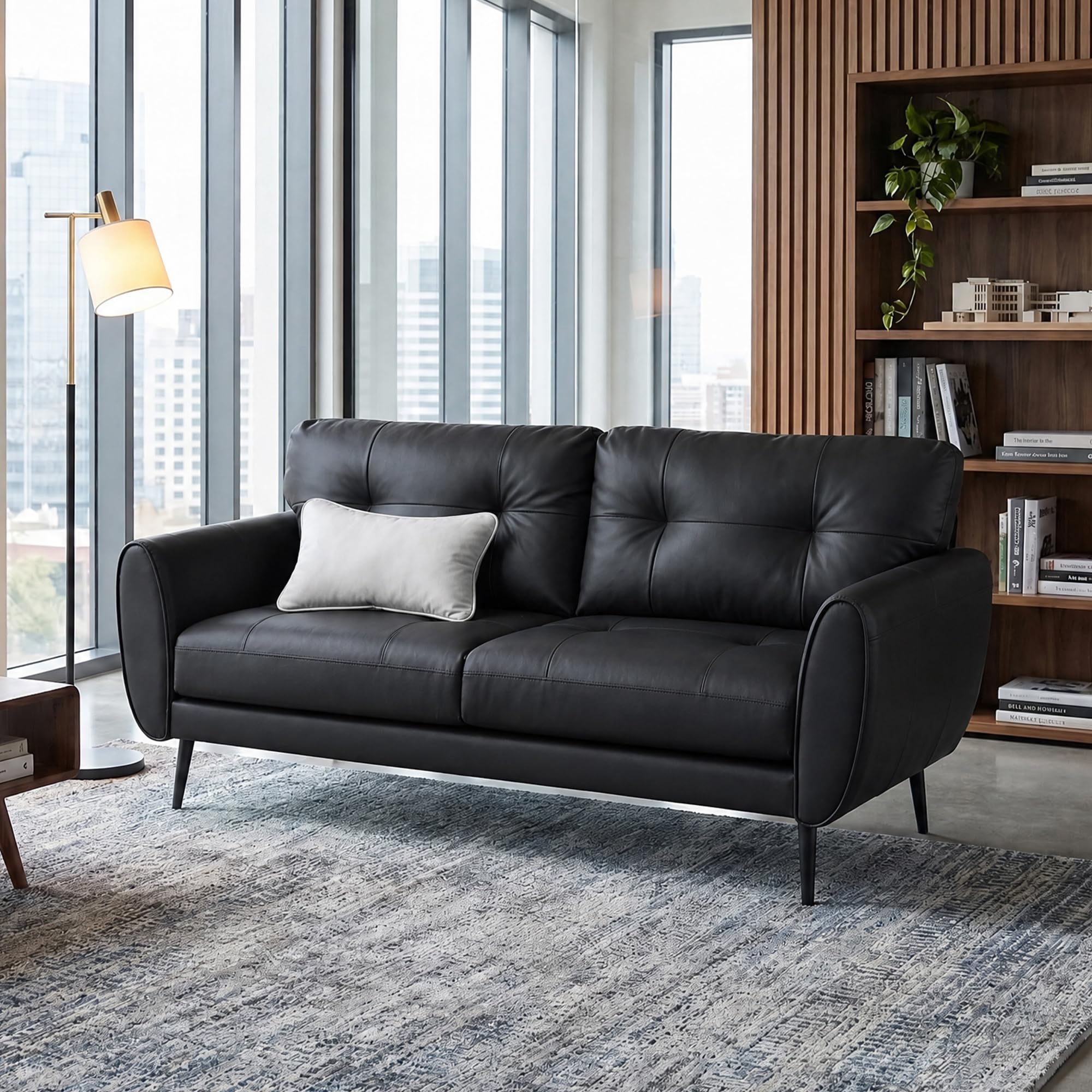 Best Leather Couch Picks for 2026: Faux Leather Roundup 2 TYBOATLE 61'' Black Faux Leather Loveseat, Small Tufted Couch for Living Room — product photo