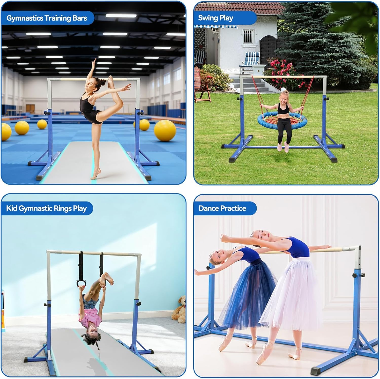 Reckstange kinder turnreck indoor outdoor,turnstange Gymnastikstange Kinder Gymnastics Bars for Kids mit 13 Höhenverstellbar, Turnreck Gymnastik Kinder Reck Reckanlage Horizontale Training Bar