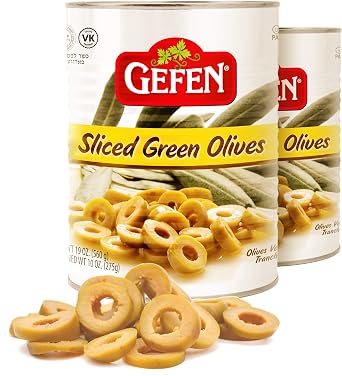 Gefen Sliced Green Olives 19oz 2 Pack No Coloring or Preservatives, Product of Israel