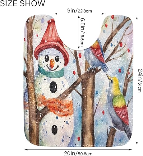 Miniatura 6 de Christmas Winter Bird Snowman Bathroom Rugs Sets 2 Piece Anti-Slip Bath Mat Set U-Shaped Toilet Rug Absorbent Bath Rugs Shaggy Bathroom Floor Mats