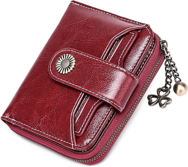 SENDEFN Purses for Women Genuine Leather Small Bifold Compact Womens Wallet with RFID Protection