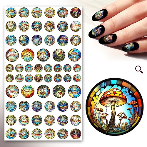 Miniatura 8 de Calcomanías para uñas (5 hojas) FLONZNAIL Ácido Psicodélico Setas Decoración de Uñas