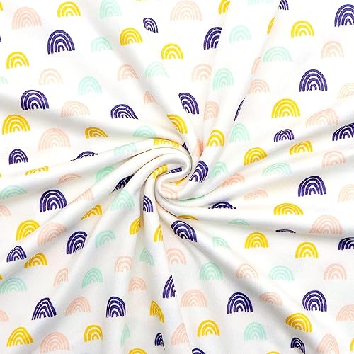 David accessories The Yard - Tela de punto de poliéster de doble cepillado con patrón de impresión de 4 vías, tela de punto de elastano elástica en