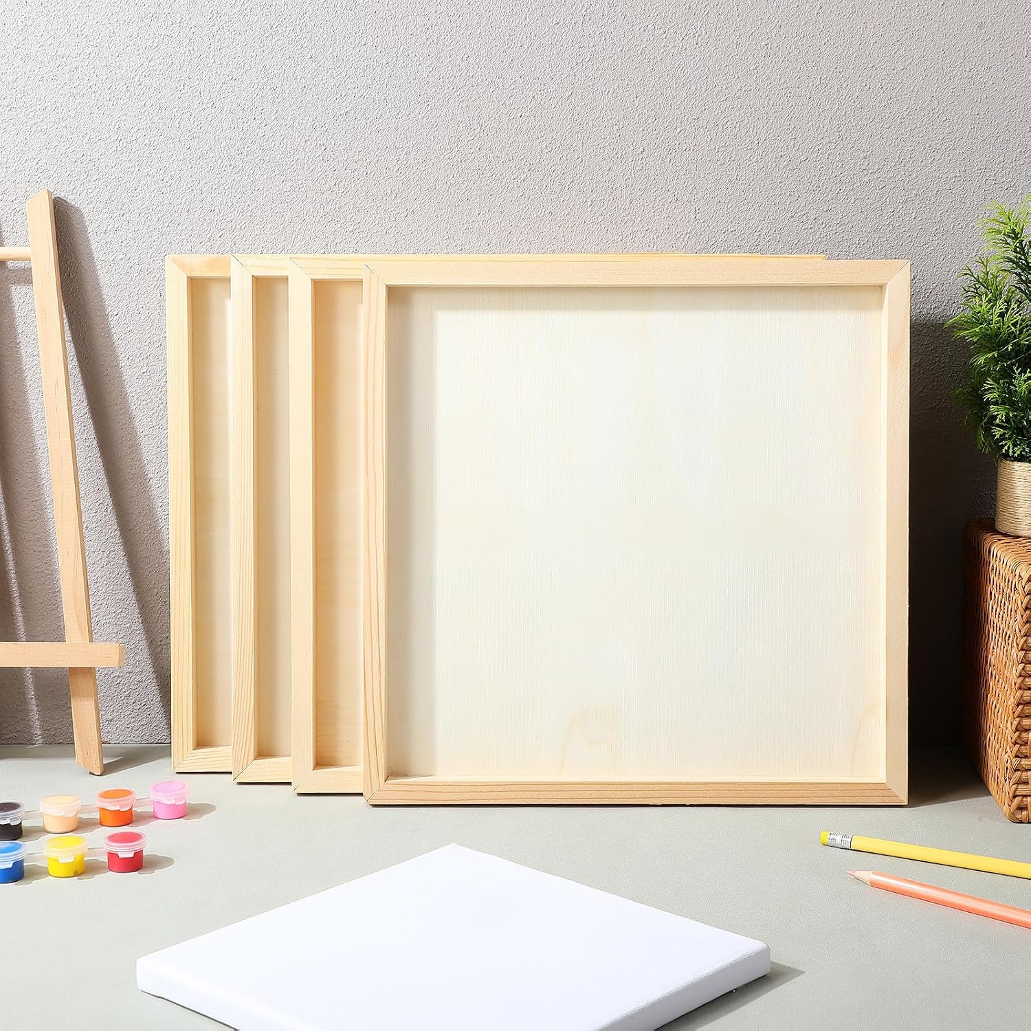 4 Pack Blank Wooden Photo Frames Unfinished Wall Mountable