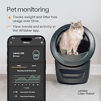 Whisker Litter-Robot 4 Supply & Accessory Bundle, Black- Automatic Self-Cleaning Cat Litter Box, Includes Litter-Robot 4, Ramp, Mat, 3 OdorTrap Packs, 10 Liners, 30 Wipes, 2 Carbon Filters