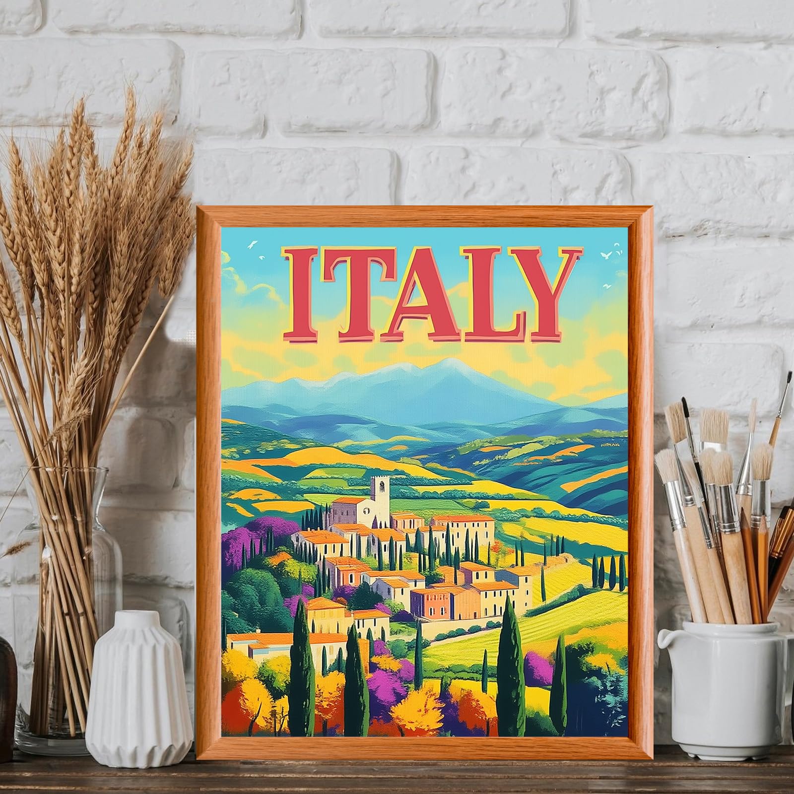 Kit Peinture Par Numéros Adulte – Toile 40x50 Cm, Acrylique, Pinceaux, Motif Toscane