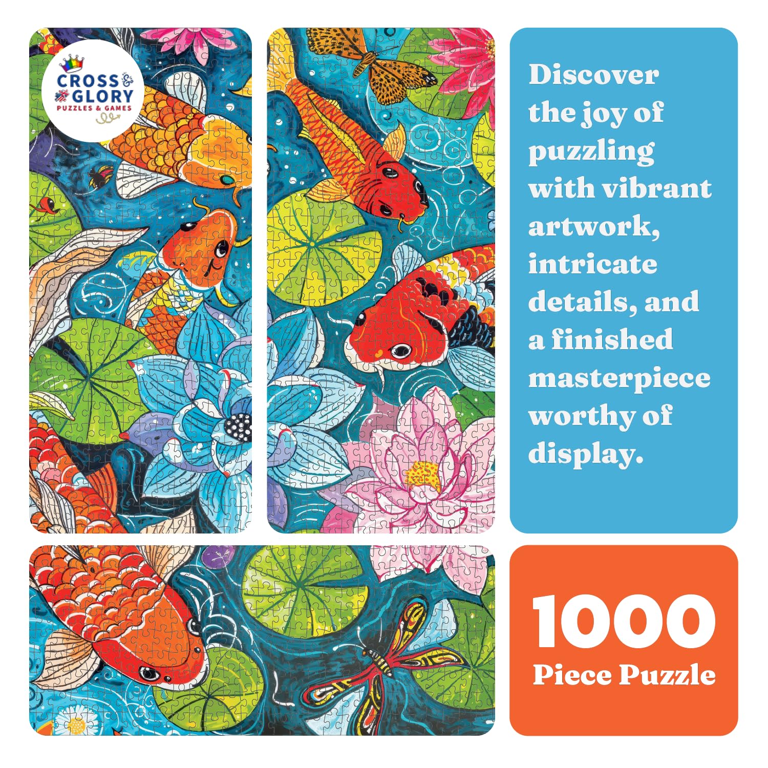 Dragonfly Dreams: Koi & Lilie Adventure by Cross & Glory – 1000 elementów puzzli premium, unikalna układanka o tematyce natury, żywa sztuka ekologiczna, idealna dla entuzjastów puzzli