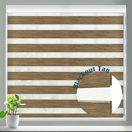 MiLin Persianas opacas de cebra, de doble capa, persianas enrollables transparentes, entrega rápida a medida a tamaño 12-90 pulgadas de ancho y