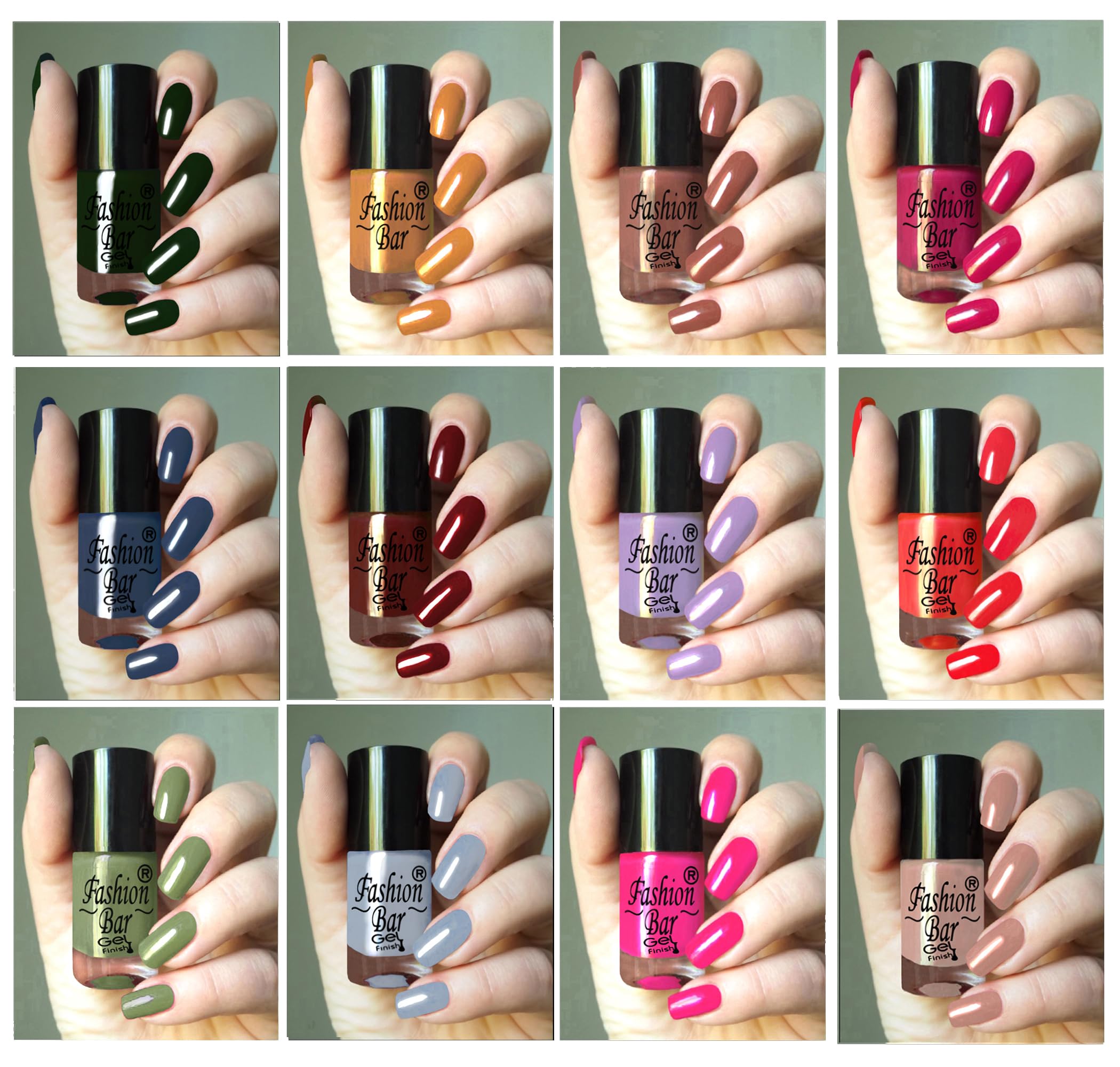 Set of 12 Gel Finish Nail Polishes (COMBO- SET- 20), 6 Ml