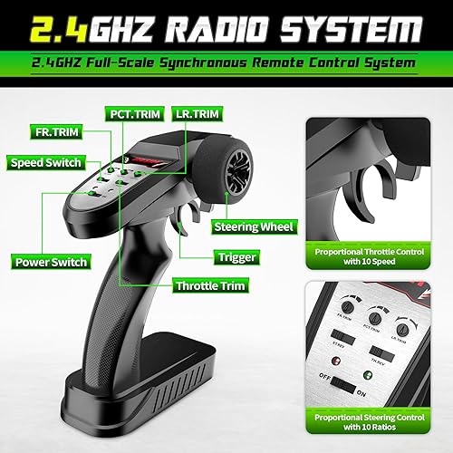 Miniatura 7 de Hosim 9155 46 KMH 4WD - Camiones monstruo RC de alta velocidad a escala 112 coches RC de gran tamaño para adultos y niños y niños coche todoterreno