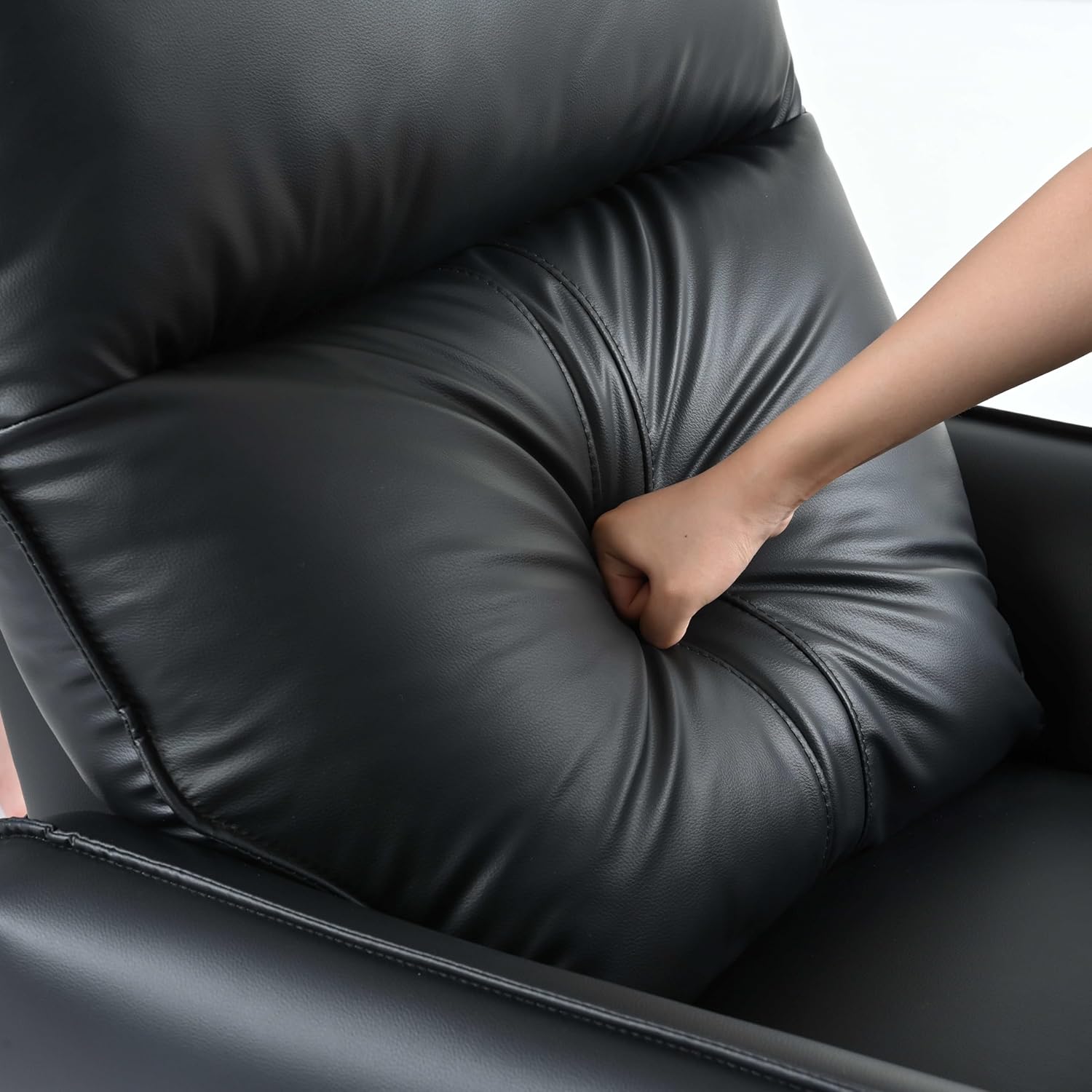 Recliner Chair with 270° Power Swivel & USB Ports,Electric Rocking Chair Nursery Glider in PU Faux Leather for Living Room, Bedroom (Black)