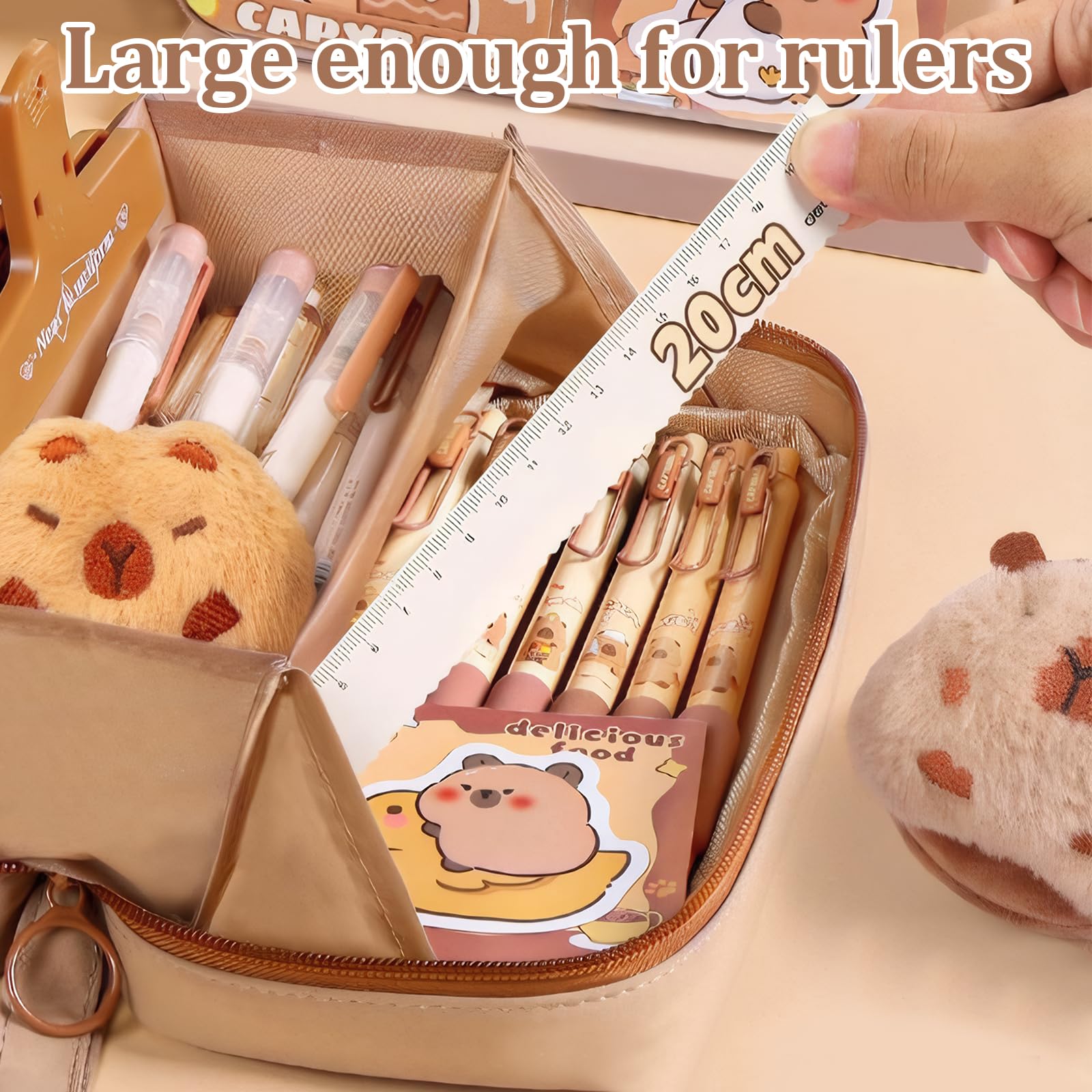 ExcellaElite Capybara Pencil Case Stationery Set including Cute Capybara Design with Compartments - Image 4
