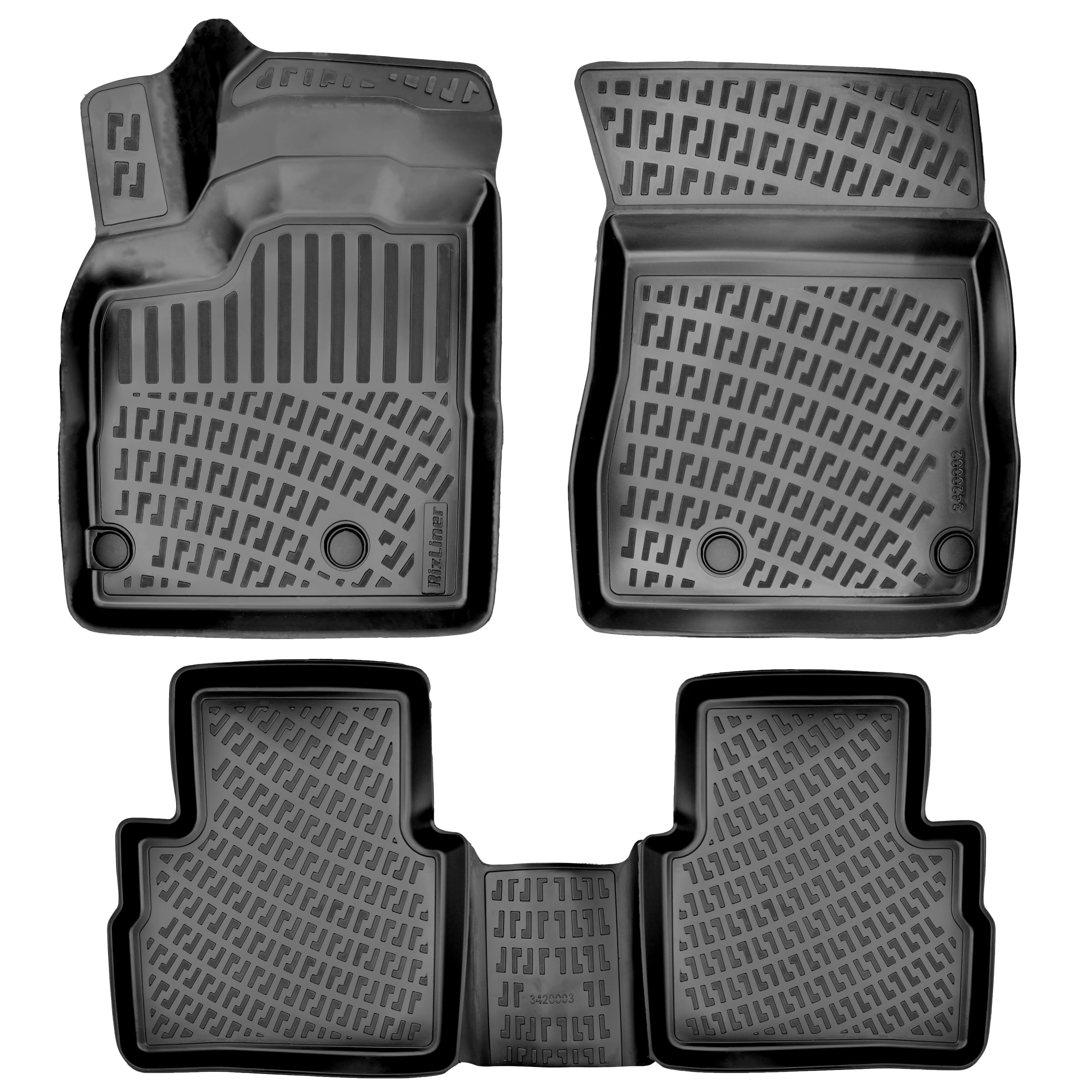 RizLiner Hyundai Ioniq 5 Unmovable Console 2022-2026 (No Movable Console) Floor Mats 3D Custom Fit Rubber Car Mats All Weather Laser Measured Floor Liners Heavy Duty Waterproof (Front & Rear) — view 112