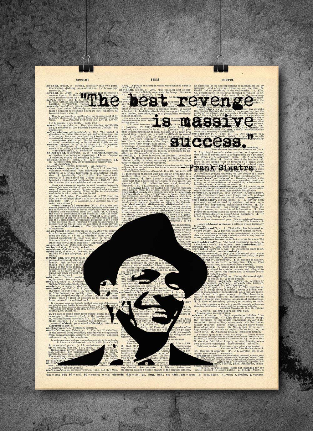 Frank Sinatra - The Best Revenge Is Success - Dictionary Art Print - Vintage Dictionary Print 8x10 inch Home Vintage Art Wall Art for Home Wall For Living Room Bedroom Office Ready-to-Frame