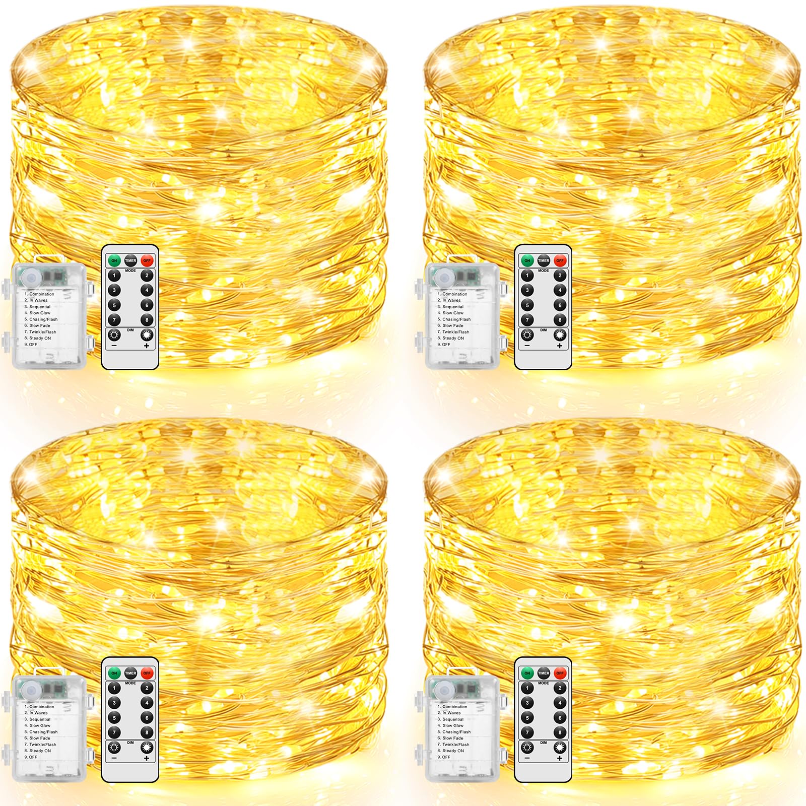 Set mit 2 Batterie-Lichterketten mit Fernbedienung und Timer