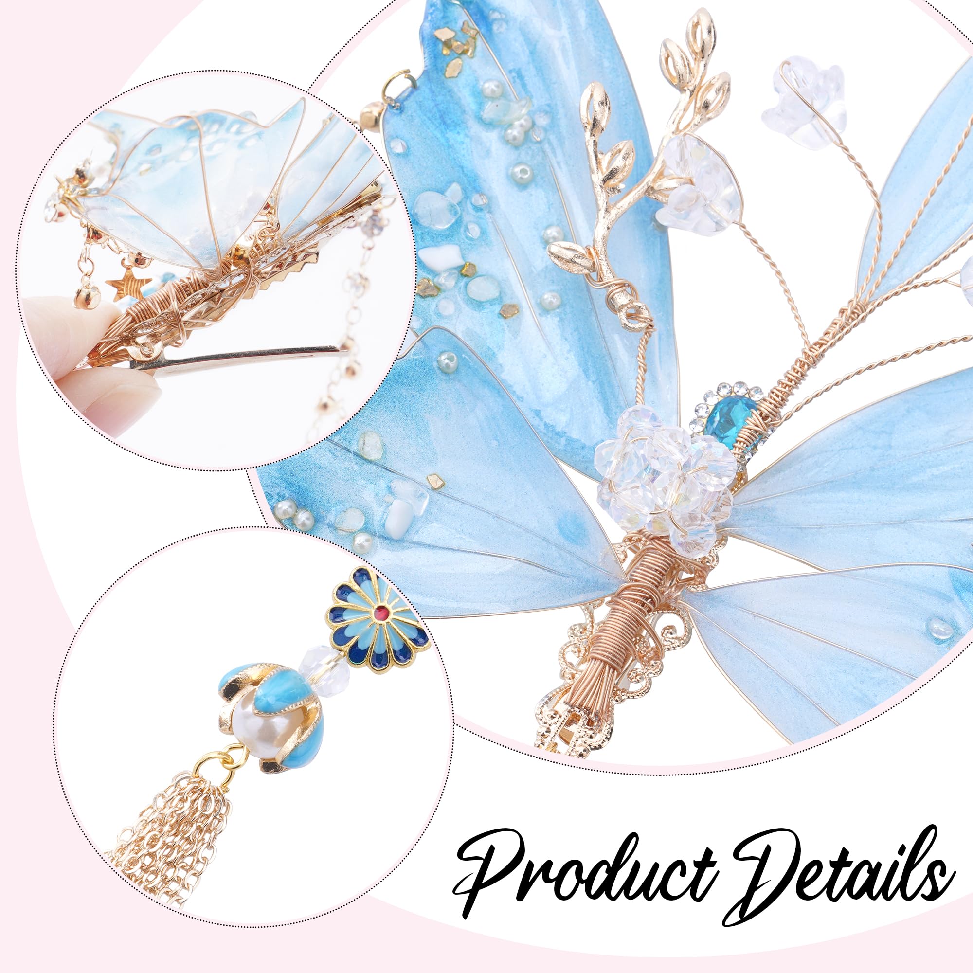 iHeartRaves Iridescent Teal Blue Fairy Wing Hair Clip Amazon.com : FRESHME Blue Butterfly Hair Clip - 1 Pc Fairy  main image 3