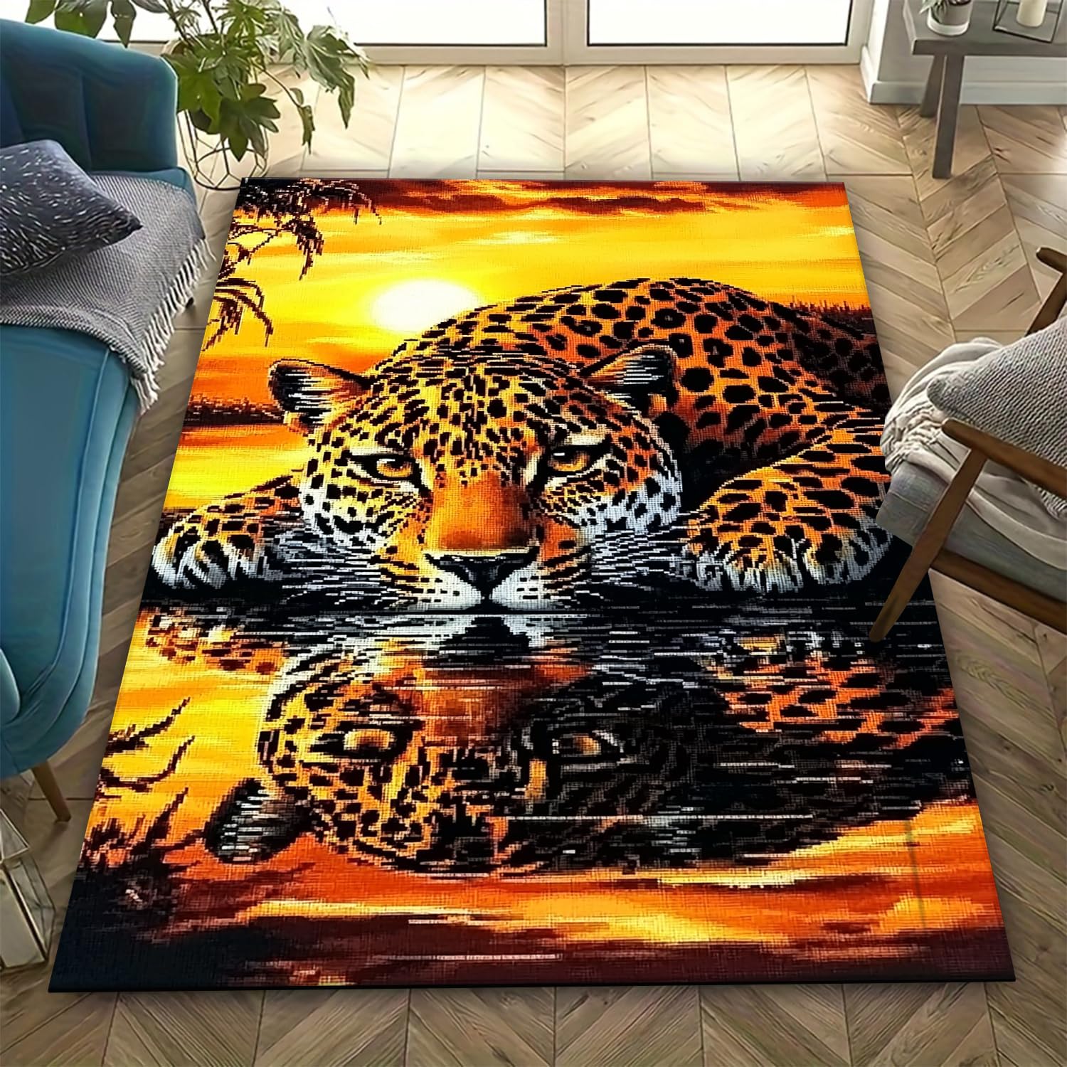 Tapis léopard 3D 200x300 cm mignon tapis enfants facile à nettoyer