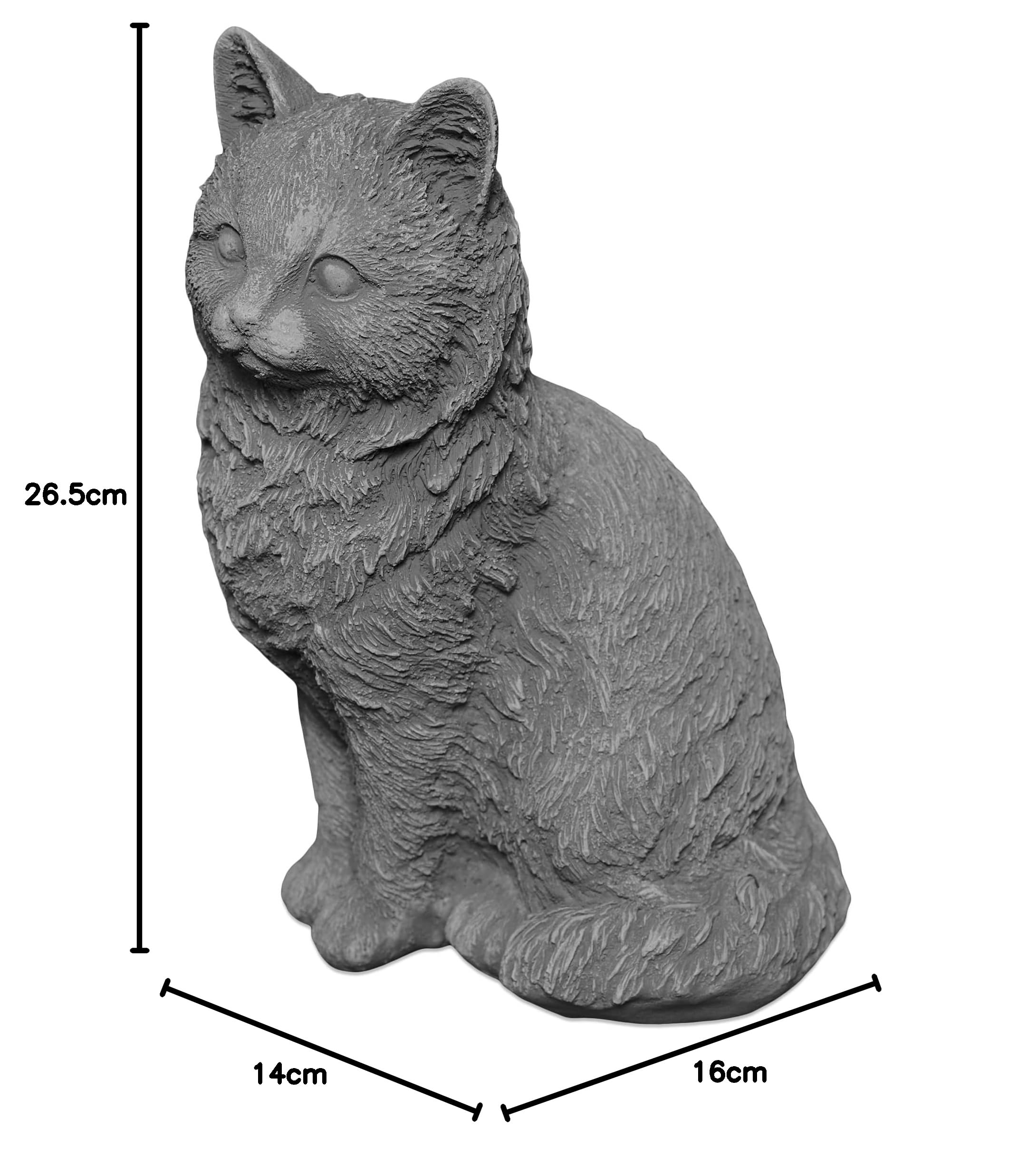 gartendekoparadies.de Uroczy kot, kamienna figurka, wys. 26 cm, 6 kg, szary, odporny na mróz z odlewu kamiennego do użytku na zewnątrz