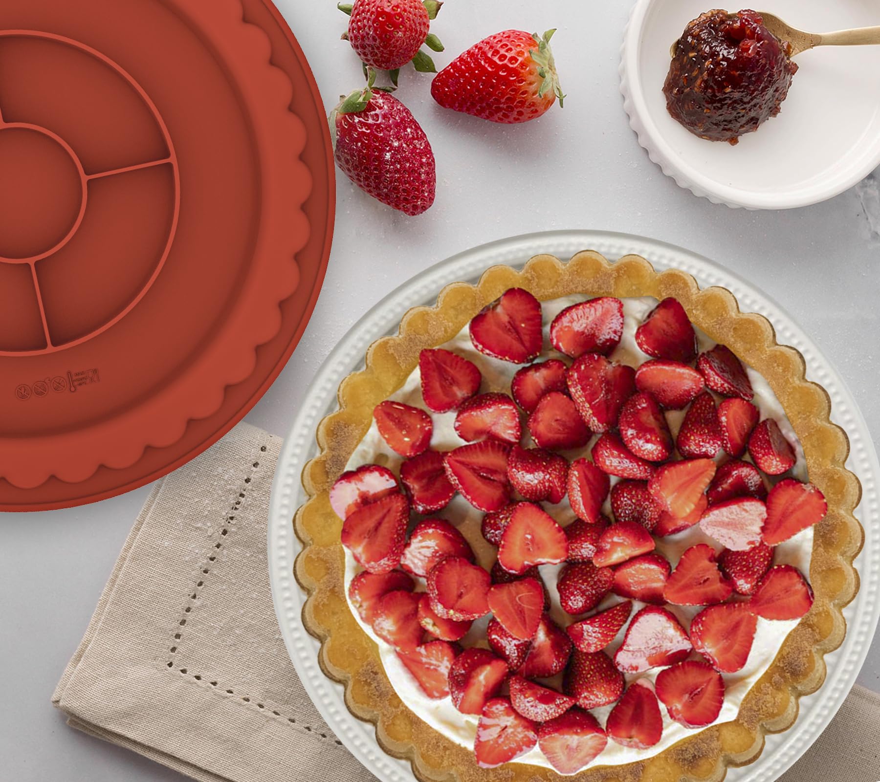 webake Moule à tarte 28 cm en silicone pour tarte aux fruits, fond de gâteau, fonds de gâteau, 1 pièce