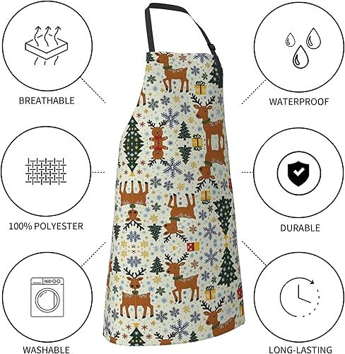 Miniatura 7 de Delantal de cocina profesional para hombre y mujer, delantal impermeable con bolsillo grande para cocinar, parrilla, hornear, barbacoa, vacaciones